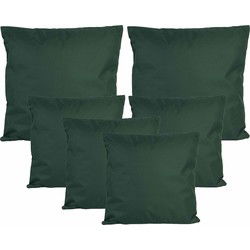 Bank/tuin kussens set - binnen/buiten - 6x stuks - donkergroen - In 2 formaten - Sierkussens
