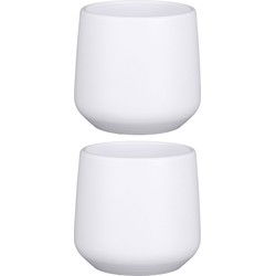 Mica Decorations Bloempot - 4x - wit - mat - keramiek - 14 x 13 cm - Plantenpotten