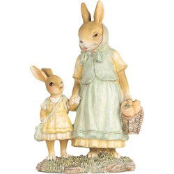 Clayre & Eef Decoratie Beeld Konijnen 14x7x20 cm Beige Kunststof