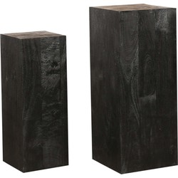 PTMD Zuil Kyro - 35x35x90 cm - Hout - Zwart - Set van 2