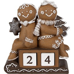 Clayre & Eef Kerstdecoratie Beeld Gingerbread man 11x4x13 cm Bruin Kunststof