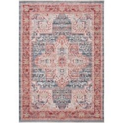 Safavieh Contemporary Classic Indoor Woven Area Rug, Kenitra Collection, KRA659, in Blue & Red, 122 X 183 cm