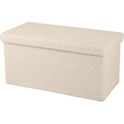 Urban Living Poef Square BOX - hocker - opbergbox - beige - polyester/mdf - 76 x 38 x 38 cm - opvouwbaar - Poefs