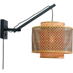 Wandlamp Bhutan - Bamboe Zwart/Naturel - 40x40x34cm