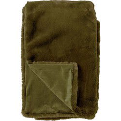 Dutch Decor ZINZI - Plaid 140x180 cm - bontlook - effen kleur - Military Olive - groen - Dutch Decor