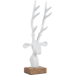 Ornament Reindeer Head - Wit - 14.5x6.5x34cm