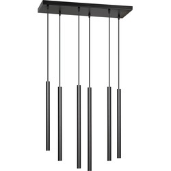 minimalistische hanglamp Longo Zwart 6-lichts