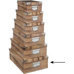 5Five Opbergdoos/box - Houtprint - L48 x B33 x H16 cm - Karton - Opbergbox