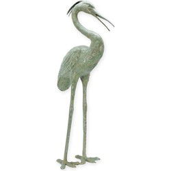 A BRONZE HERON FOUNTAIN