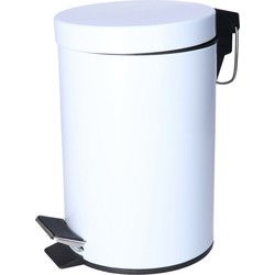 CM Pedaalemmer Shine - wit - 3L - metaal - toilet/badkamer - Pedaalemmers