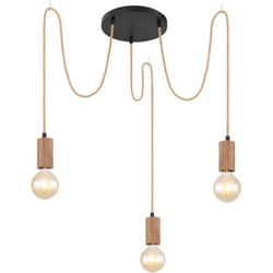 Hanglamp touw 3-lichts | Zwart | E27 | 30 x 30 x 160cm | Hoogwaardig Metaal | Woonkamer | Eetkamer