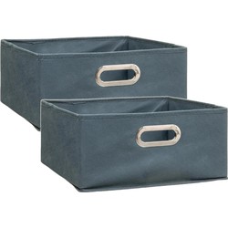 Set van 4x stuks opbergmand/kastmand 14 liter grijsblauw linnen 31 x 31 x 15 cm - Opbergmanden