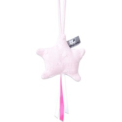 Baby's Only Gebreide decoratie hanger ster Cable - Decoratieve accessoires - Baby Roze - Met ophanglusje