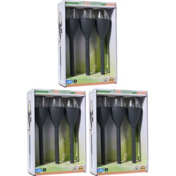 Set van 9x stuks zwarte solar LED lantaarns 31 cm - Lantaarns