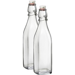 2x Limonadeflessen/waterflessen transparant 500 ml vierkant - Weckpotten
