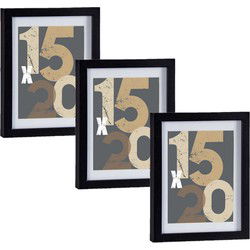 3x houten fotolijst - zwart - 18 x 24 cm - met passe-partout - Fotolijsten