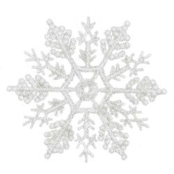 2 stuks - Sneeuwvlok plastic glitter 10 cm wit 12st