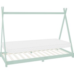 Kinderbed Tipi 90x200 cm mint van grenenhout incl. matras H-10cm houten bed met lattenbodem ML design
