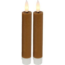 Countryfield Led kaarsen/dinerkaarsen - 2x - cognac bruin - 15 cm - LED kaarsen
