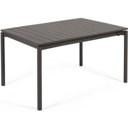 Kave Home - Zaltana uitschuifbare aluminium buitentafel met mat donkergrijze afwerking 140 (200) x 90