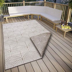 Binnen- En Buitenkleed Omkeerbaar - Pangli Japandi Taupe - 80 X 150 CM
