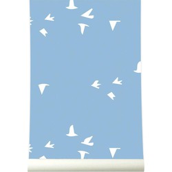 Behang Fly with me - Rol / Blauw