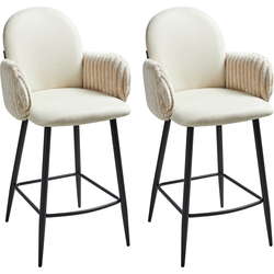 AMITY - Barkruk set van 2 - Lichtbeige - Polyester