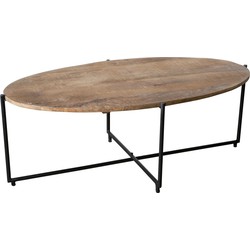 Lifestyle  salontafel  Anthony Black  ovaal  110x40 cm   mangohout met staal