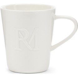 Riviera Maison Koffiemok, Mok met oor, RM logo - RM Monogram Coffee Mug 230 ml - wit - Porselein