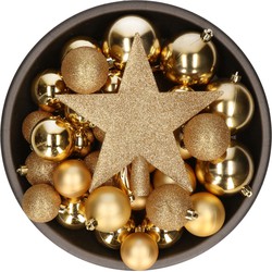 Bellatio Decorations kerstballen - 34-dlg - goud - kunststof - Kerstbal