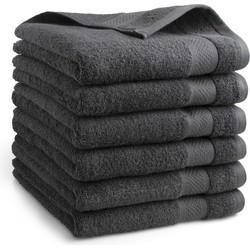 DoubleDry Hotel Handdoeken 50 x 100 cm – Set van 6 – 100% Katoen 500 g/m2 – Zacht & Absorberend - Antraciet