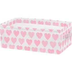 Set van 2 witte en roze manden met 2 handvatten 43x26x16cm