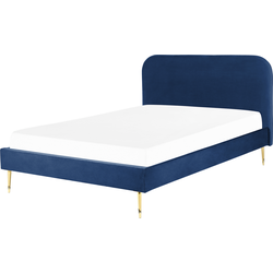 FLAYAT  - Tweepersoonsbed - Marineblauw - 140 x 200 cm - Fluweel