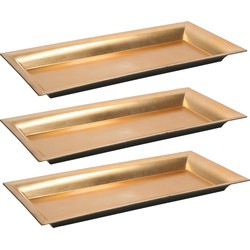 3x stuks rechthoekige gouden onderzet borden/kaarsonderzetters 36 cm - Kaarsenplateaus