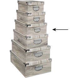5Five Opbergdoos/box - Houtprint licht - 36 x 24 x 12 cm - Karton - Opbergbox