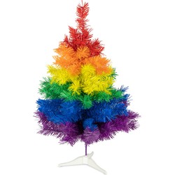 R en W kunst kerstboom - regenboog kleuren - H60 cmA - kunststof - Kunstkerstboom