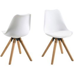 Eetkamerstoel - Wit - PU Leer - Zithoogte 49cm - Ljusvik - Set van 2