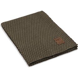 Knit Factory Juul Gebreid Plaid - Woondeken - Kleed - Groen/Olive - 160x130 cm