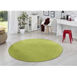 Rond Uni Laagpolig Effen Vloerkleed - Fancy - Groen - 200cm rond Ø