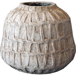 PTMD Timon bruine cement pot rond rand maat in cm: 31 x 31 x 26