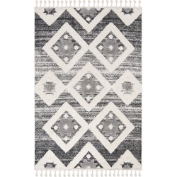 Safavieh Shaggy Indoor Geweven Vloerkleed, Moroccan Tassel Shag Collectie, MTS664, in Grijs & Ivoor, 160 X 229 cm