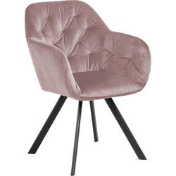 Eetkamerstoel - Roze - Stof - Zithoogte 47,5cm - Lida