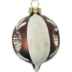 Clayre & Eef Kerstbal Ø 5x7 cm Bruin Wit Glas