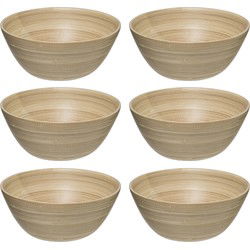 Secret de Gourmet - Set van 6x stuks - Slakommetjes/serveer schaaltjes - bamboe - D17 cm - Saladeschalen