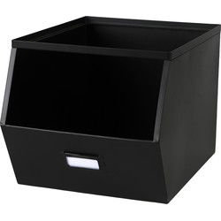 Urban Living Stapelbare opbergmand Open Metal Box - L23 x B32 x H21 cm - metaal - zwart - Opbergmanden