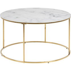 Salontafel - Wit Marmer - Goud - Ø80x44cm - Briska