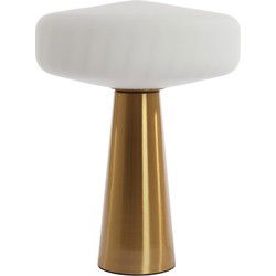 vtwonen Tafellamp Ø40x53 cm PLEAT glas mat wit+goud