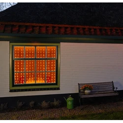 Gordijnverlichting 280l 200x140cm led classic warm 20 streng 5m aanloopsnoer 36v/ip44 trafo aan / 8/16u timer / uit / dimmer