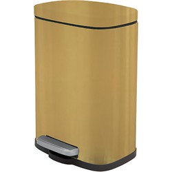 Spirella Pedaalemmer Venice - goud - 5 liter - metaal - L21 x H30 cm - soft-close - toilet/badkamer - Pedaalemmers