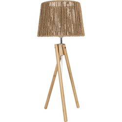 Clayre & Eef Tafellamp  Ø 27x65 cm  Bruin Hout Bureaulamp